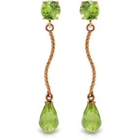 14K Solid Rose Gold Danglings Earrings w/ Natural Peridots