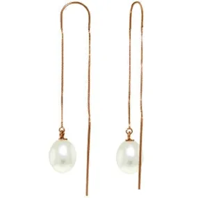 14K Solid Rose Gold Threaded Dangles Earrings Pearl Gemstone