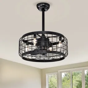 20.24" Caged Ceiling Fan with  Remote Control,Timer, 3 Speeds Indoor Ceiling Fan (No include Bulbs)