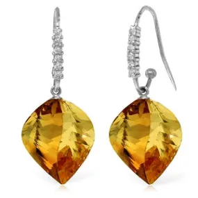 23.68 Carat 14K Solid White Gold Loving Vicariously Citrine Diamond Earrings