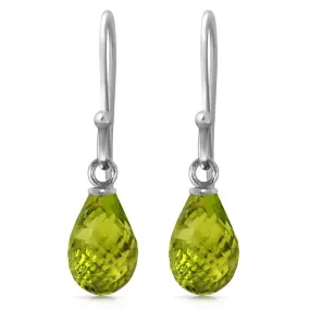 2.7 Carat 14K Solid White Gold Fish Hook Earrings Peridot