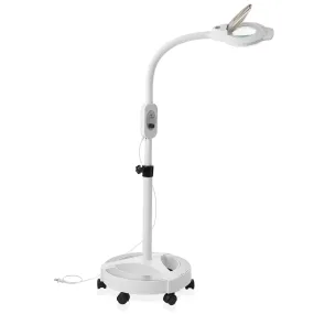 6 Wheel Rolling Base 3X Magnifying LED Floor Lamp with Dimmable Lights