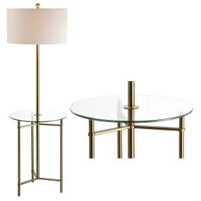 Brooklyn 59" Metal/Glass LED Side Table and Floor Lamp