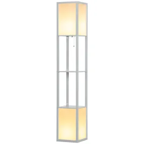 Modern Shelf Floor Lamp with Dual Ambient Light, Standing Lamp Living Room, Bedroom, 156cm, Grey