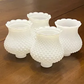 Vintage White Milk Glass Hobnail Glass Lamp Shades